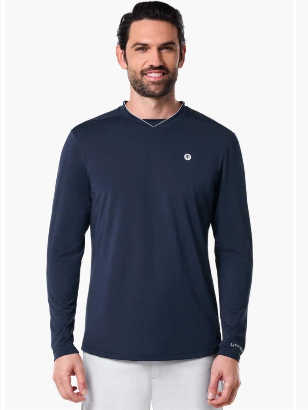 New Coolibar Men's Tiebreaker Long sleeve Navy Tennis/Golf Shirt UPF50+ Size XXL